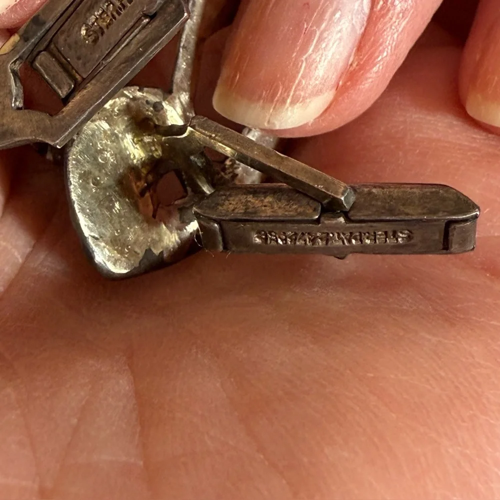 Vintage 1940's Jacob M. Oldak Sterling silver Brutalist modernist Cufflinks